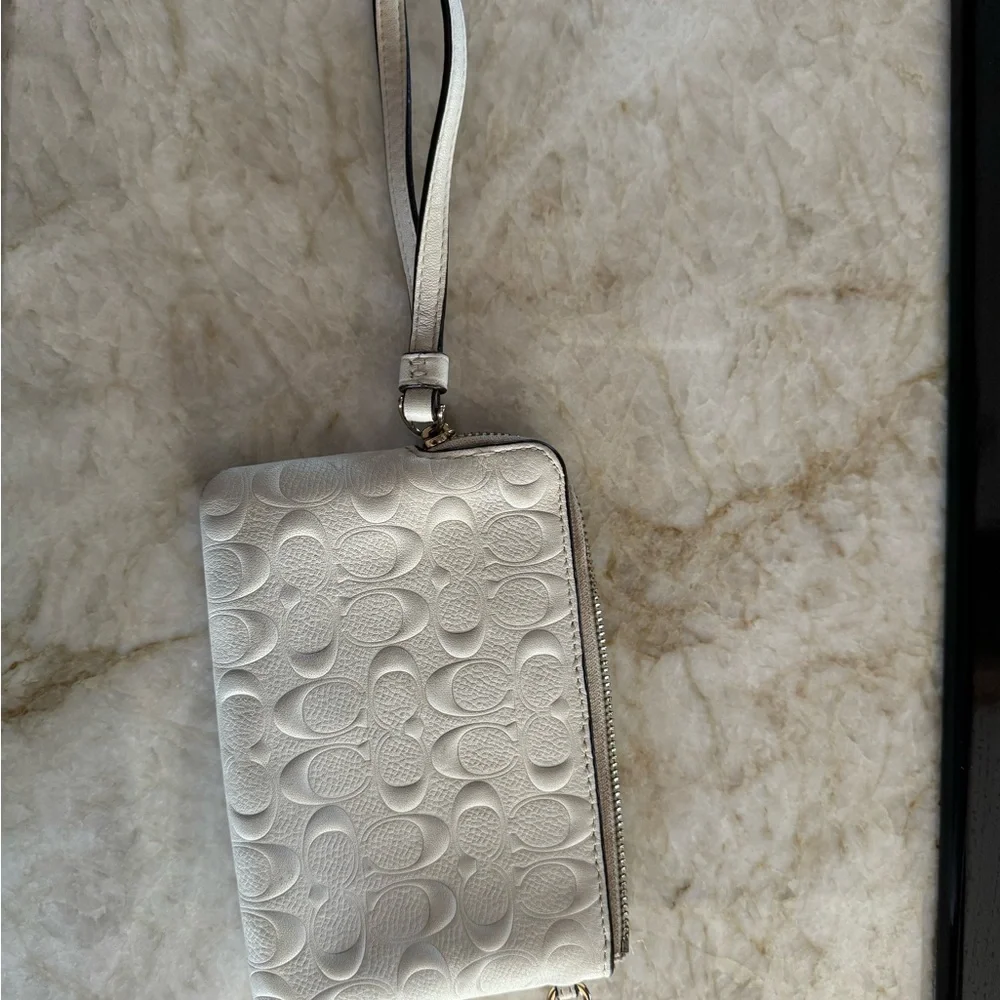 Authentic Coach signature embossed Chalk Wristlet
